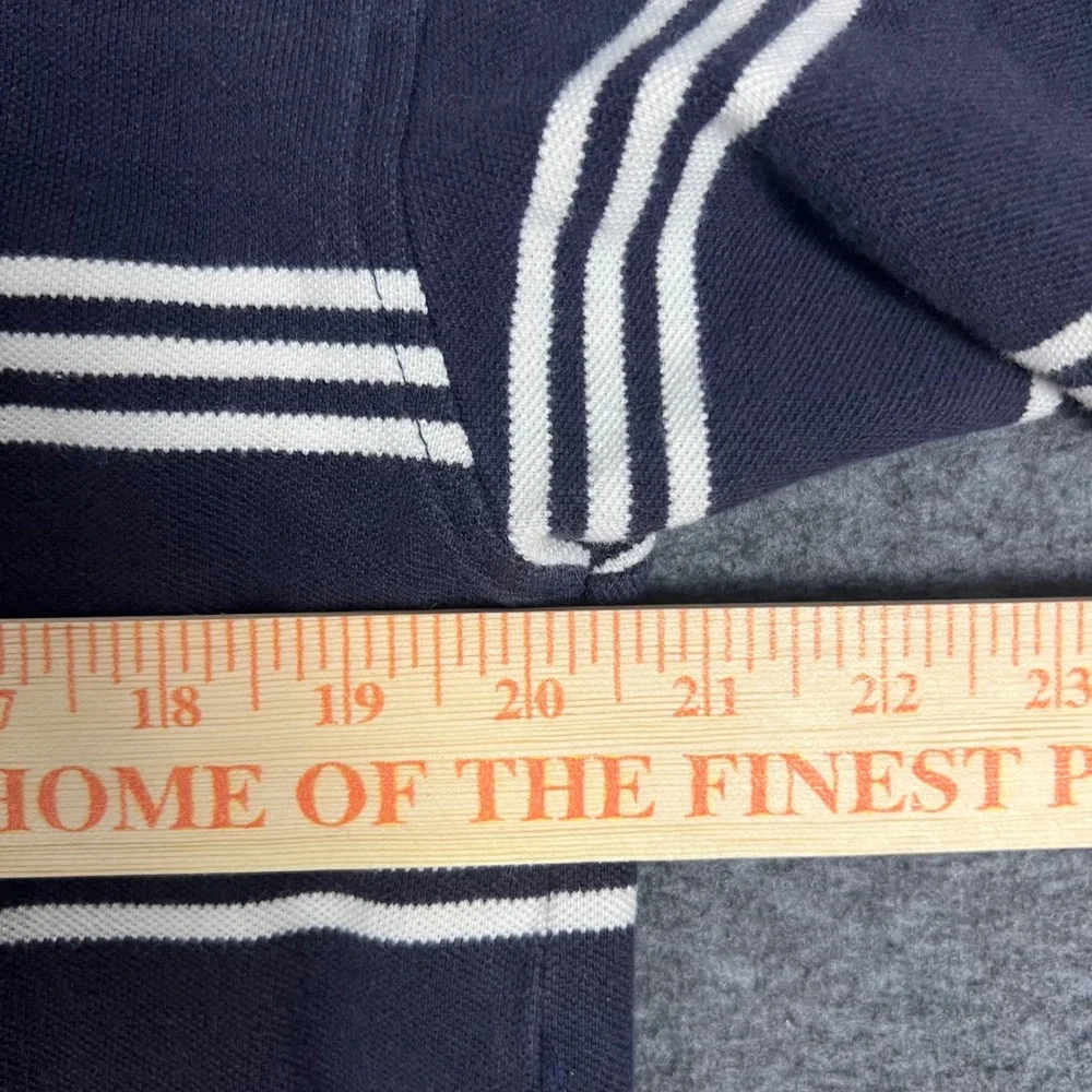 Vintage Tommy Hilfiger Rugby Polo Shirt Mens Large Navy Blue Striped Long Sleeve